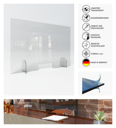 Spuckschutz Typ 5 – platzsparender Aufsteller aus Plexiglas