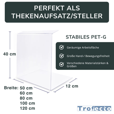 Spuckschutz Typ 2 – hoher Thekenaufsatz aus Plexiglas